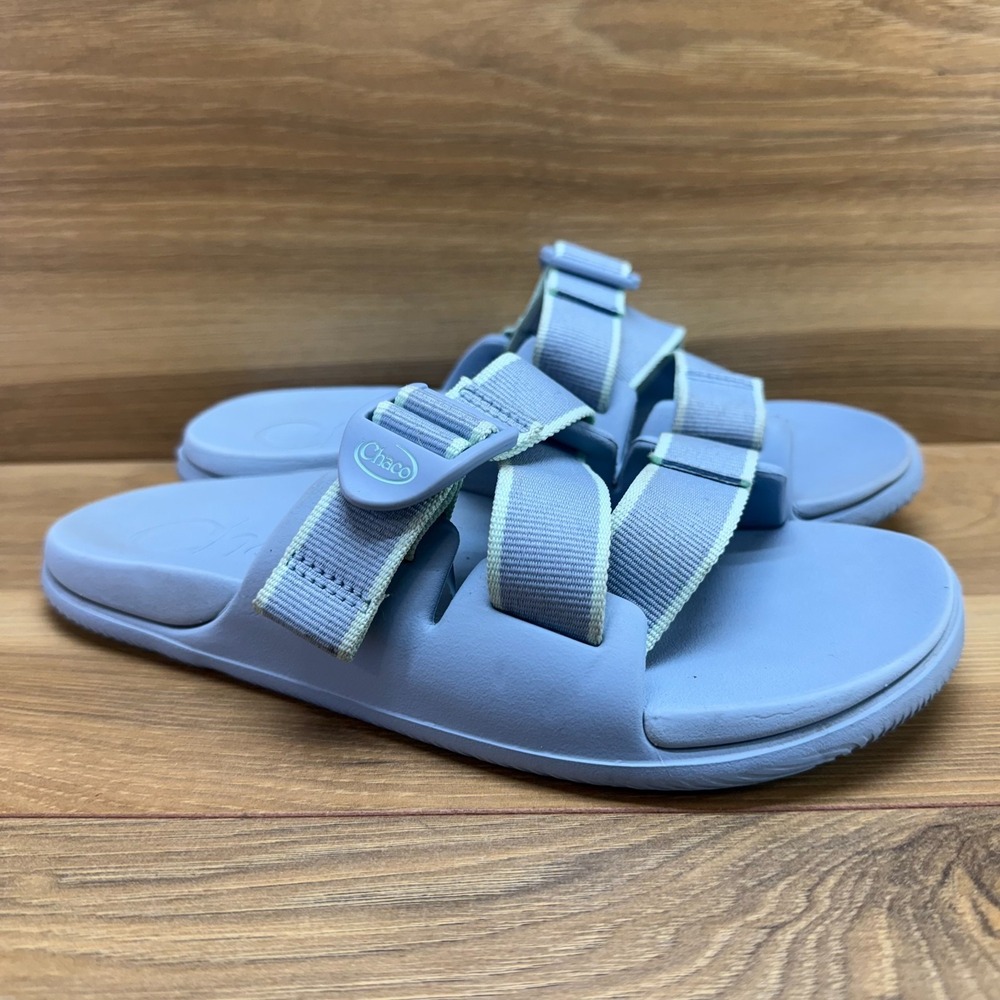 Chaco Womens Sandals Size 6 Chillos Light Blue Slides Pool Travel Vacation